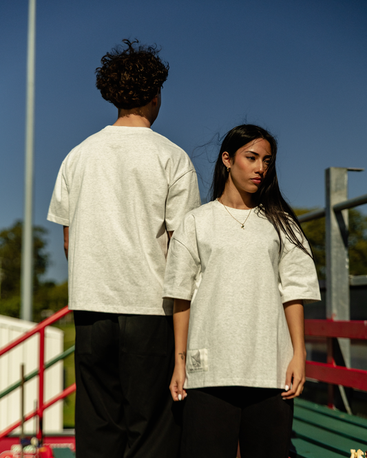 PATCH TEE - HEATHER GREY
